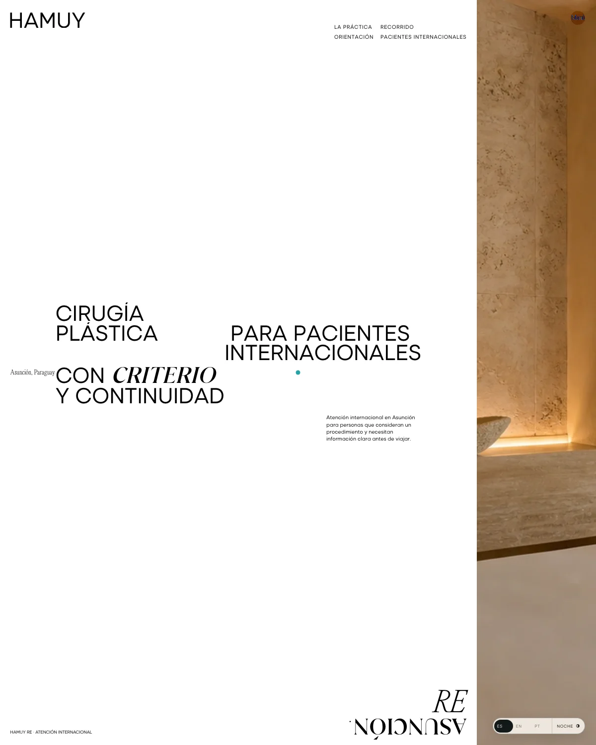 Vista minimalista del recorrido digital de una práctica médica